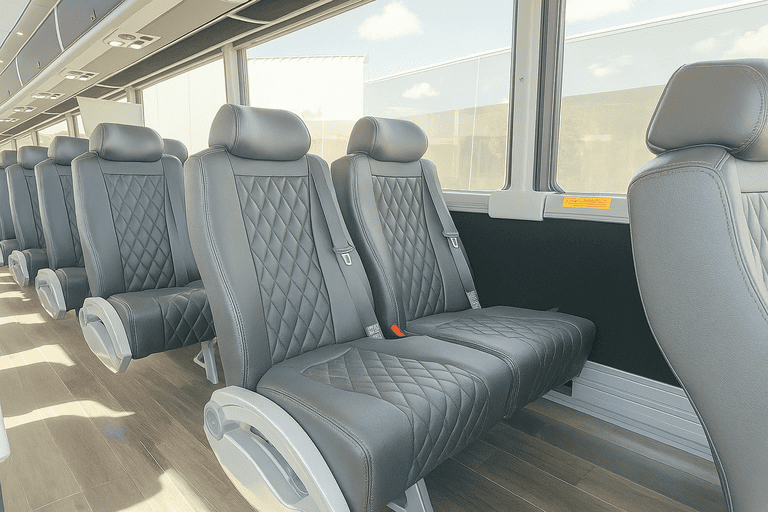 interior of Quincy Minibus Company charter bus