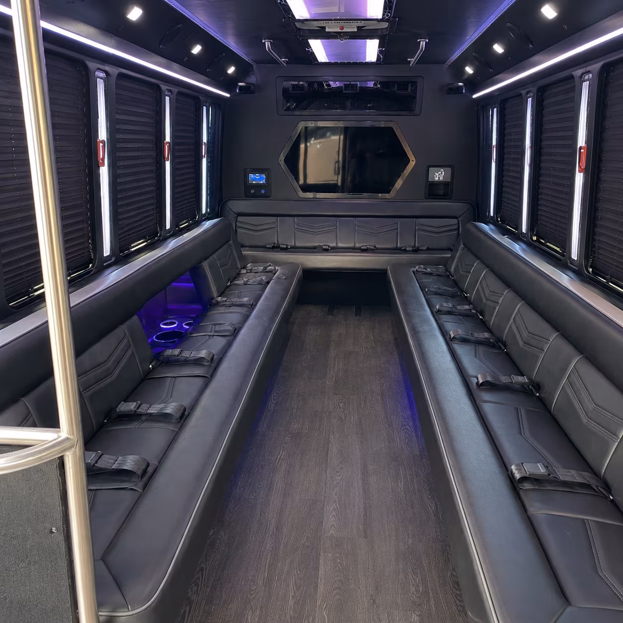 quincy 18 passenger party bus interior