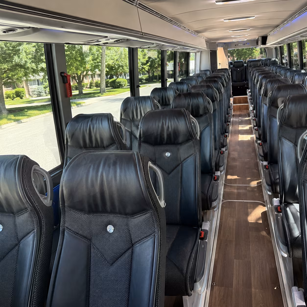 quincy 40 passenger charter bus inside