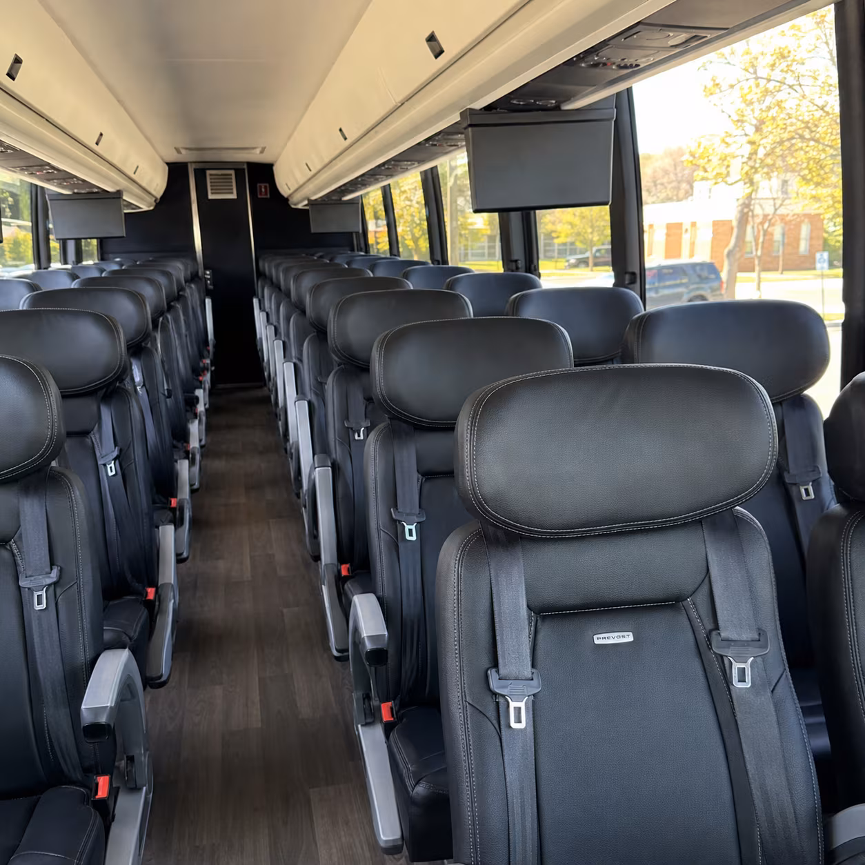 quincy 45 passenger charter bus inside