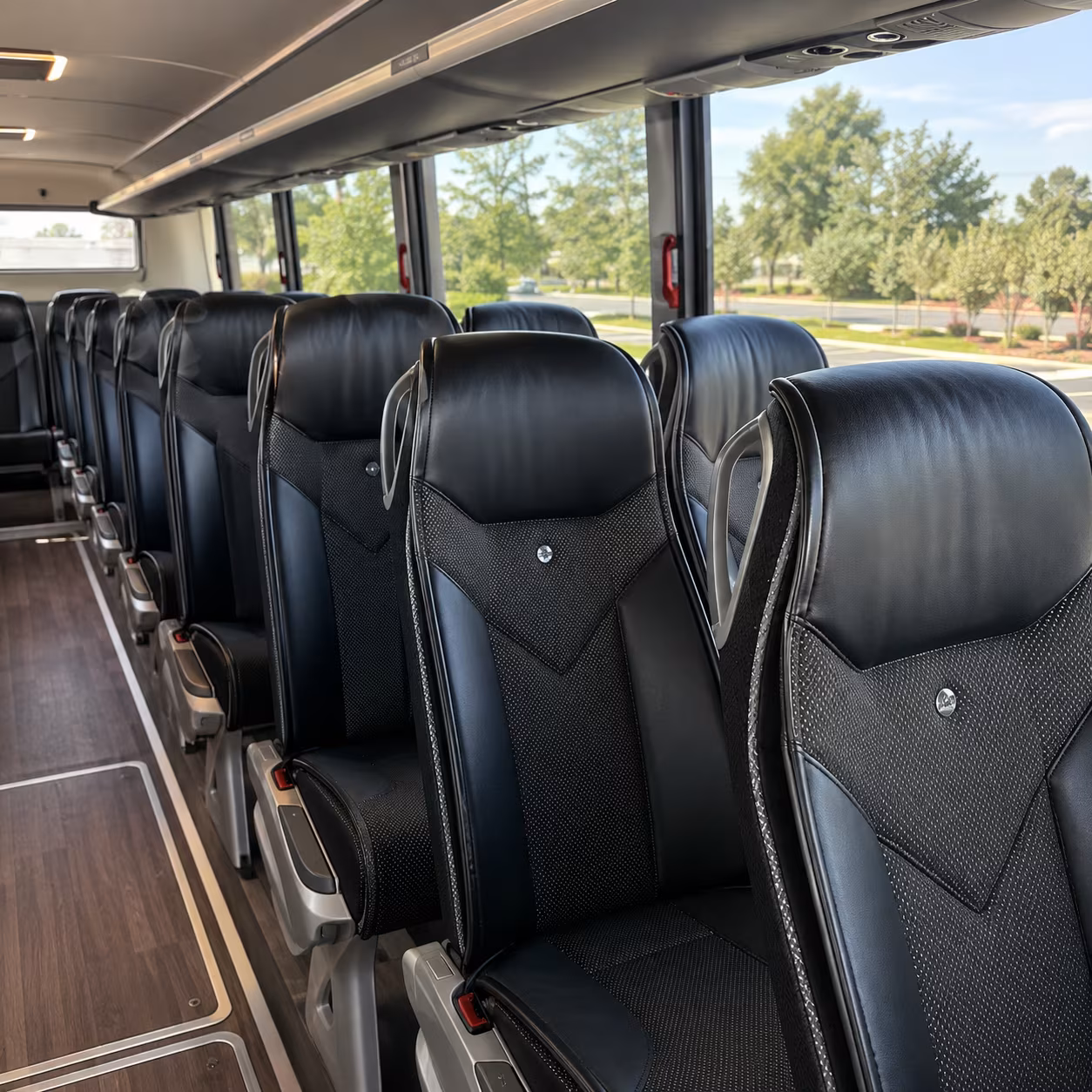 quincy 45 passenger charter bus interior