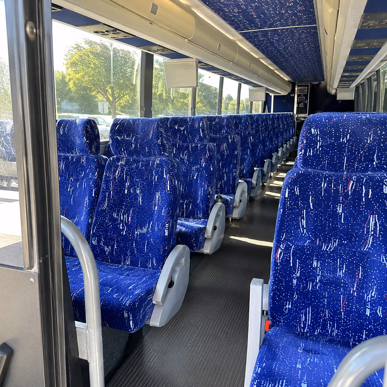quincy 50 passenger charter bus inside